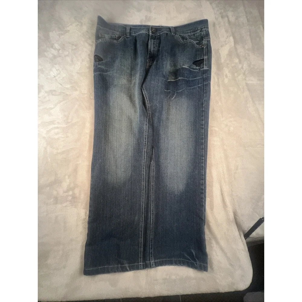 Affliction Jeans Men's 40x34 Fits (40x32) Embroidered Pockets Dark Wash‎ Y2K